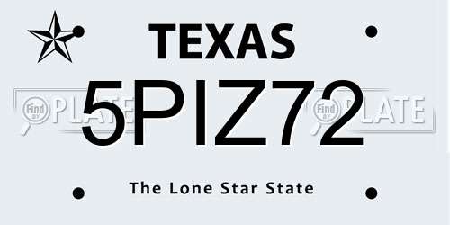 5PIZ72 Texas License Plate