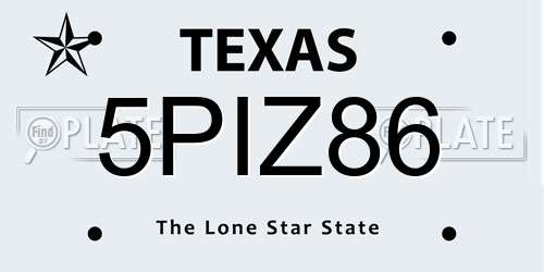 5PIZ86 Texas License Plate