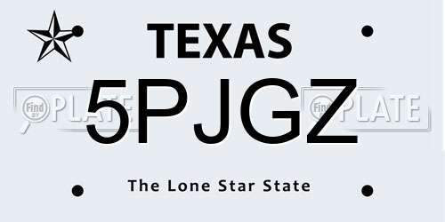 5PJGZ Texas License Plate