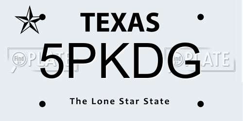 5PKDG Texas License Plate