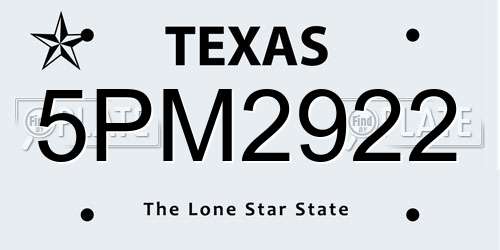 5PM2922 Texas License Plate