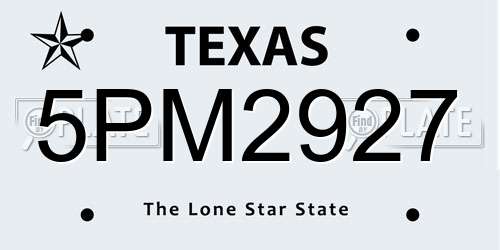 5PM2927 Texas License Plate