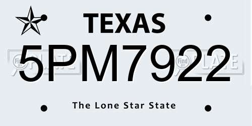 5PM7922 Texas License Plate