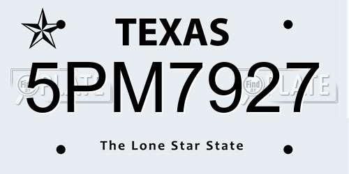 5PM7927 Texas License Plate