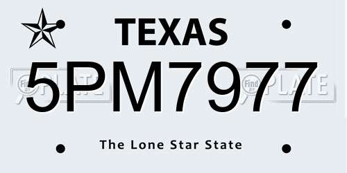 5PM7977 Texas License Plate