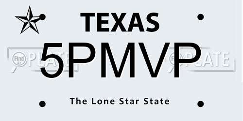 5PMVP Texas License Plate