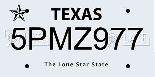 5PMZ977 Texas License Plate