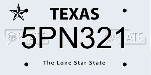 5PN321 Texas License Plate