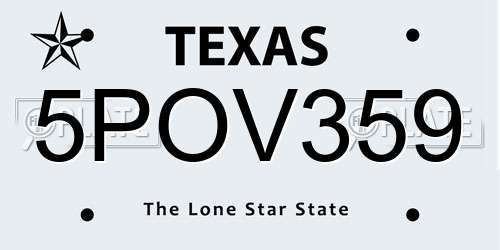 5POV359 Texas License Plate