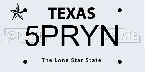 5PRYN Texas License Plate