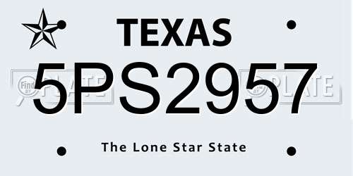 5PS2957 Texas License Plate