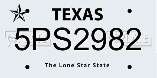 5PS2982 Texas License Plate