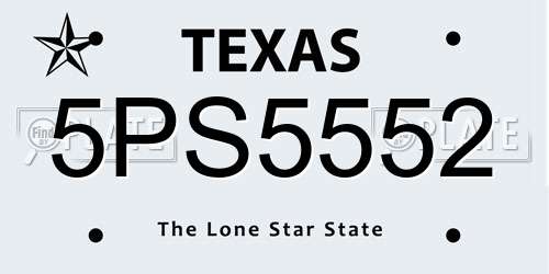 5PS5552 Texas License Plate