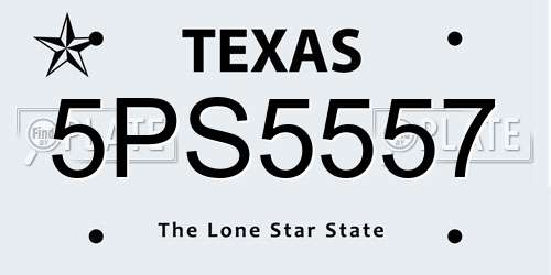 5PS5557 Texas License Plate