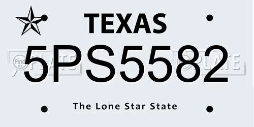 5PS5582 Texas License Plate