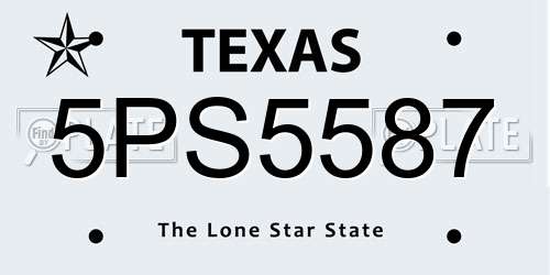 5PS5587 Texas License Plate