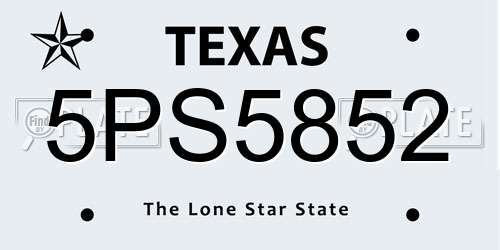 5PS5852 Texas License Plate