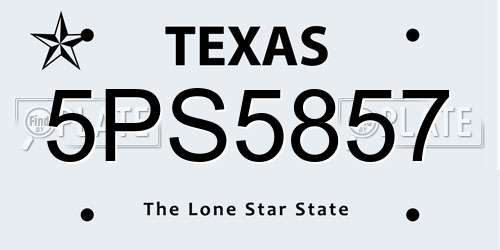 5PS5857 Texas License Plate