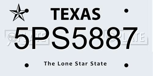 5PS5887 Texas License Plate