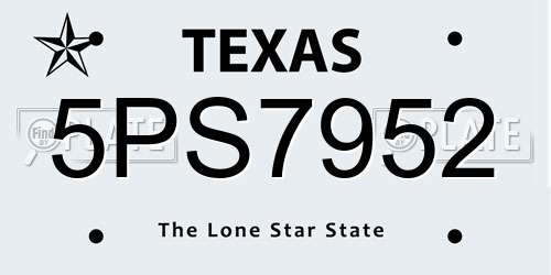 5PS7952 Texas License Plate