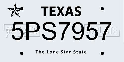 5PS7957 Texas License Plate