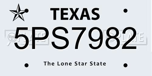 5PS7982 Texas License Plate