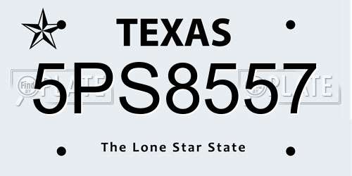 5PS8557 Texas License Plate