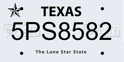 5PS8582 Texas License Plate
