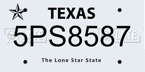 5PS8587 Texas License Plate