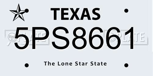 5PS8661 Texas License Plate