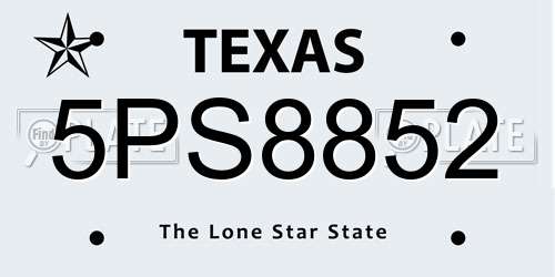 5PS8852 Texas License Plate