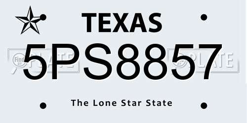 5PS8857 Texas License Plate