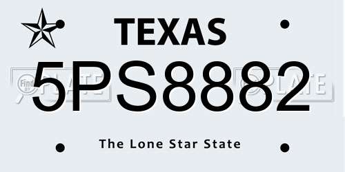 5PS8882 Texas License Plate