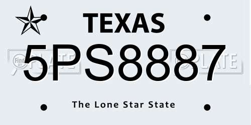 5PS8887 Texas License Plate