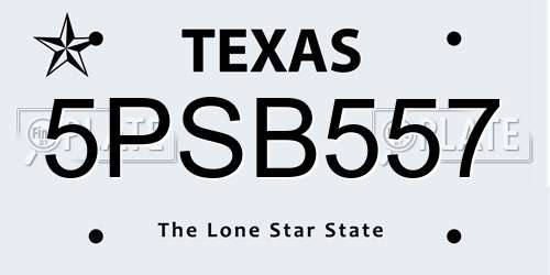 5PSB557 Texas License Plate