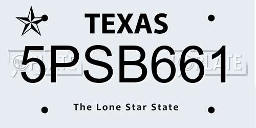 5PSB661 Texas License Plate