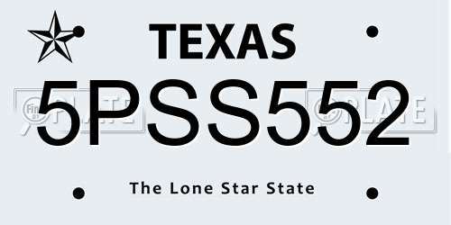 5PSS552 Texas License Plate