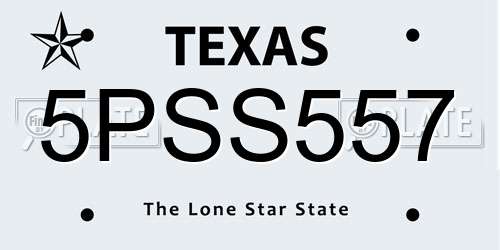 5PSS557 Texas License Plate
