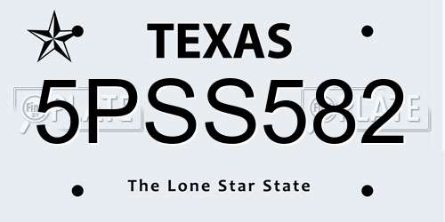 5PSS582 Texas License Plate