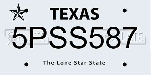 5PSS587 Texas License Plate