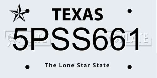 5PSS661 Texas License Plate