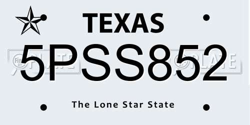 5PSS852 Texas License Plate