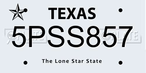 5PSS857 Texas License Plate