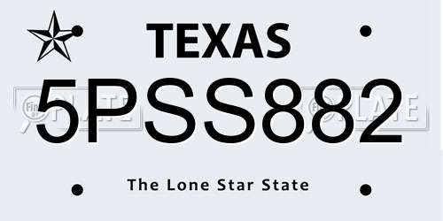 5PSS882 Texas License Plate