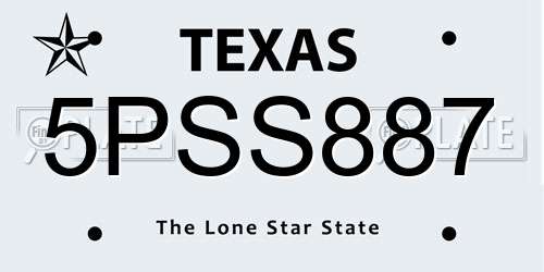5PSS887 Texas License Plate