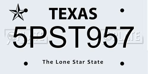5PST957 Texas License Plate
