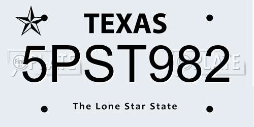 5PST982 Texas License Plate