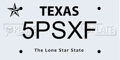 5PSXF Texas License Plate