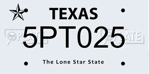 5PT025 Texas License Plate