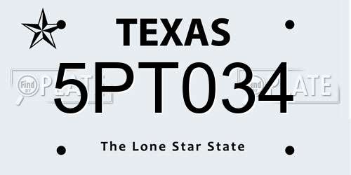 5PT034 Texas License Plate